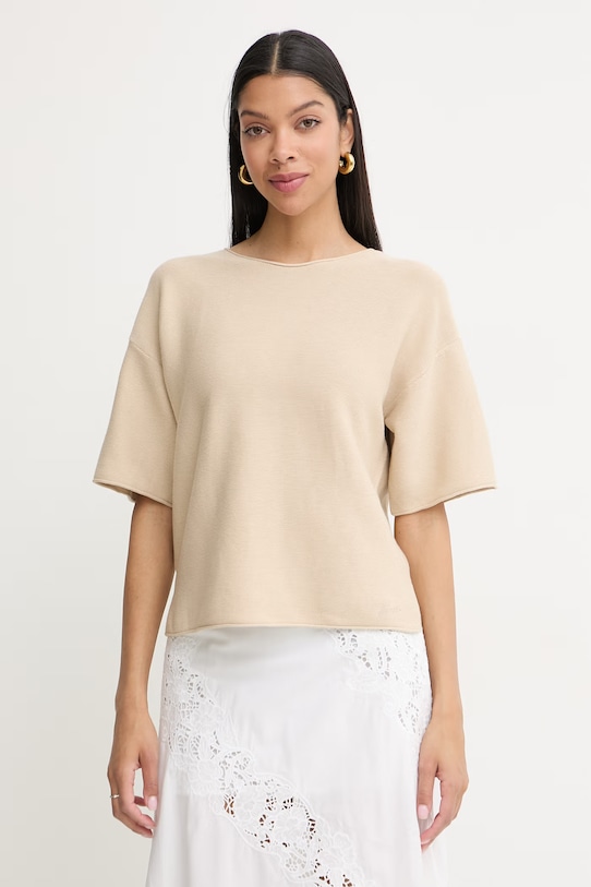 BOSS Orange sweter damski z dodatkiem wełny C Fouetta beżowy 50560012