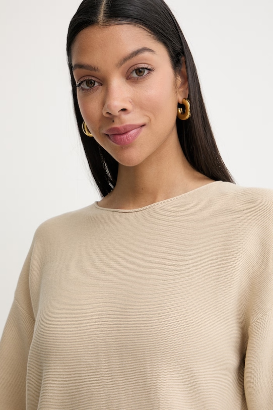 BOSS Orange pulover ženski s dodatkom vune C Fouetta bež 50560012