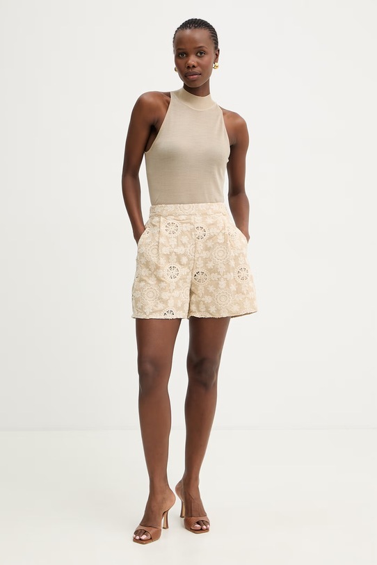 BOSS sweter damski z dodatkiem wełny Fargherita 50554975 beżowy SS26