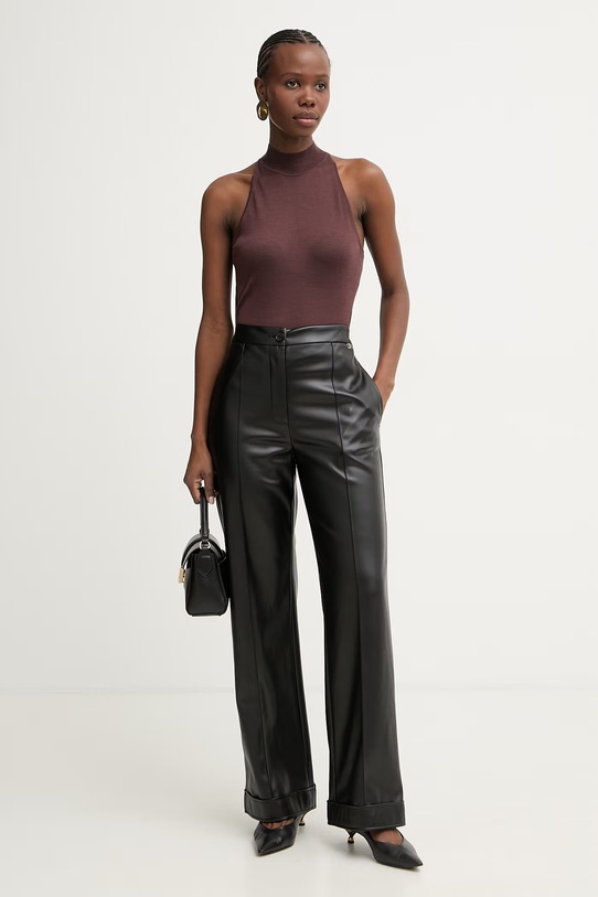 BOSS sweter damski z dodatkiem wełny Fargherita 50554975 brązowy SS26