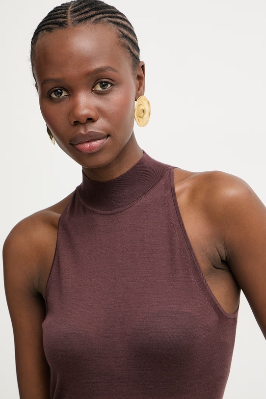 BOSS sweter damski z dodatkiem wełny Fargherita brązowy 50554975