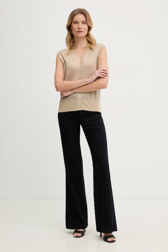 BOSS vesta dámská s příměsí vlny Fumi 50554976 béžová SS26