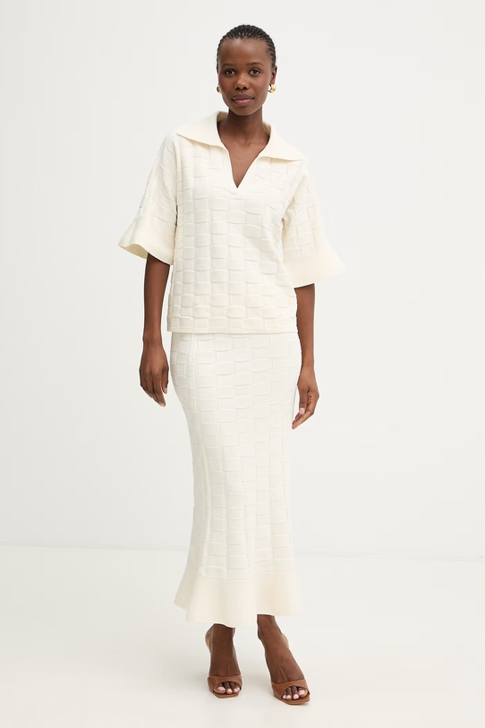 BOSS sweter damski z wiskozy Fapavero 50556693 beżowy SS26