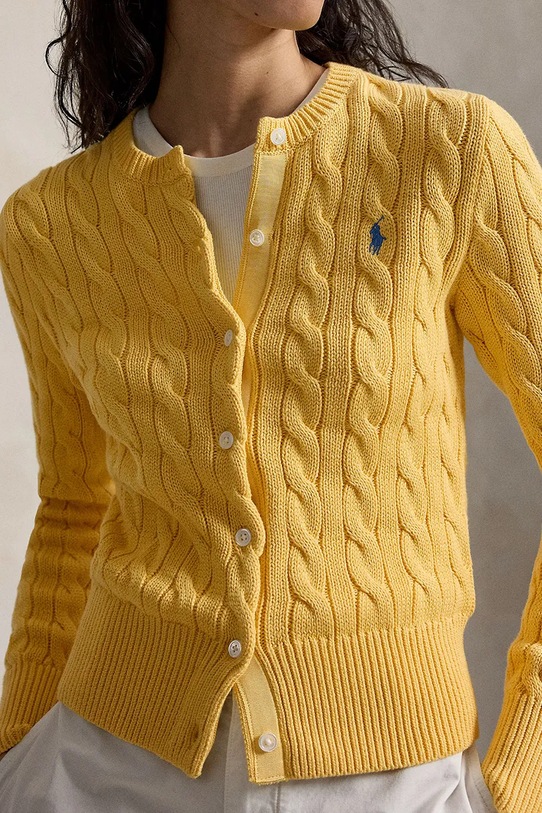 Polo Ralph Lauren kardigan ženski bombažen COTTON-LSL-CRD rumena 211971868507