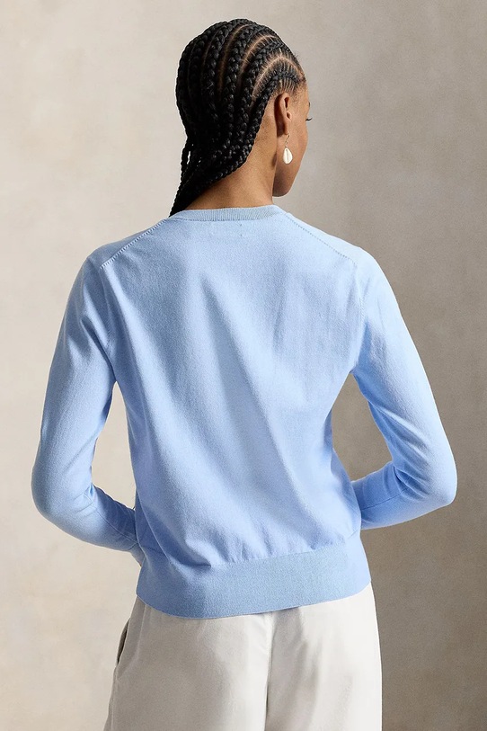 Polo Ralph Lauren PIMA COTTON-LSL-CRD sweter rozpinany damski z bawełny 211971871504 niebieski SS26