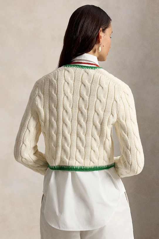 Polo Ralph Lauren kardigan damski bawełniany 211A12716001 beżowy SS26