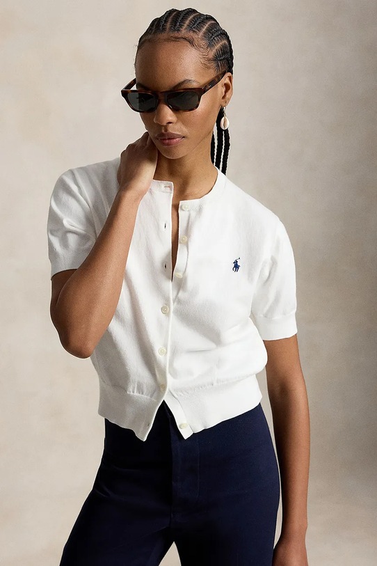 Polo Ralph Lauren kardigan damski bawełniany biały 211A12718001