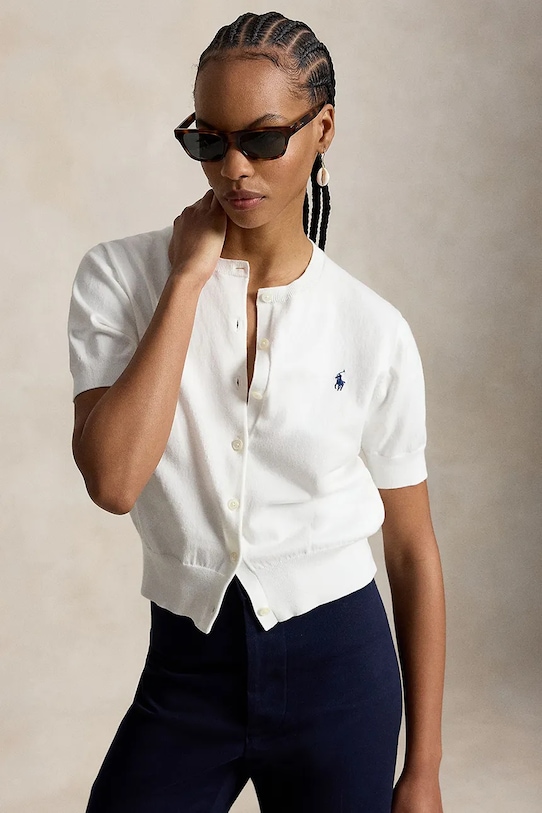 Polo Ralph Lauren kardigan damski bawełniany biały 211A12718001