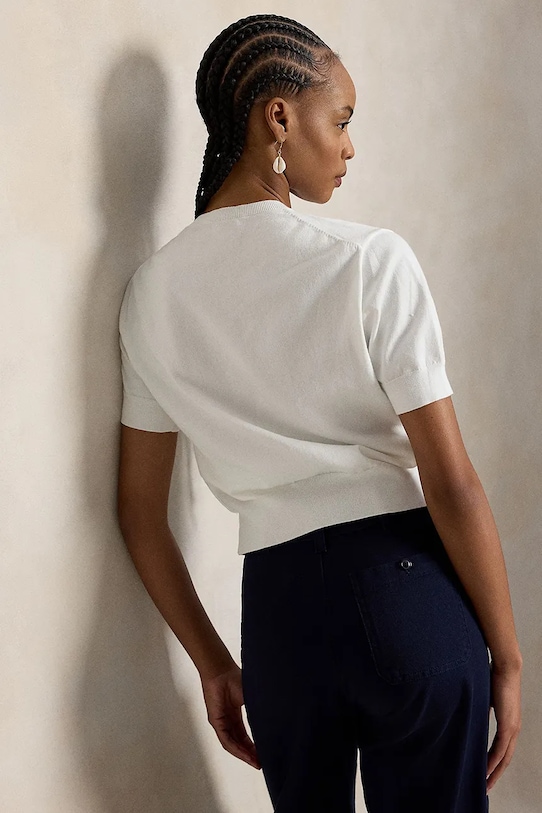 Polo Ralph Lauren kardigan damski bawełniany 211A12718001 biały SS26