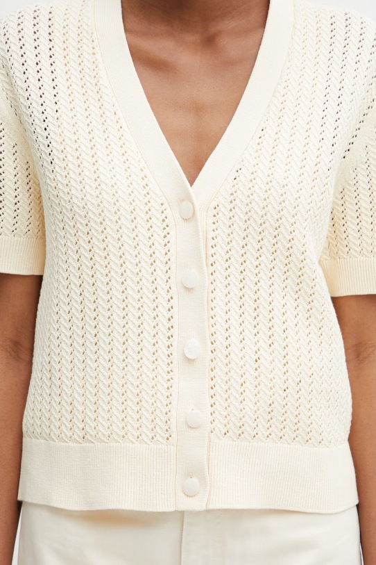 Anine Bing FLYNNE CARDIGAN - CREAM kardigan damski z bawełną beżowy A.09.11917.IVY1