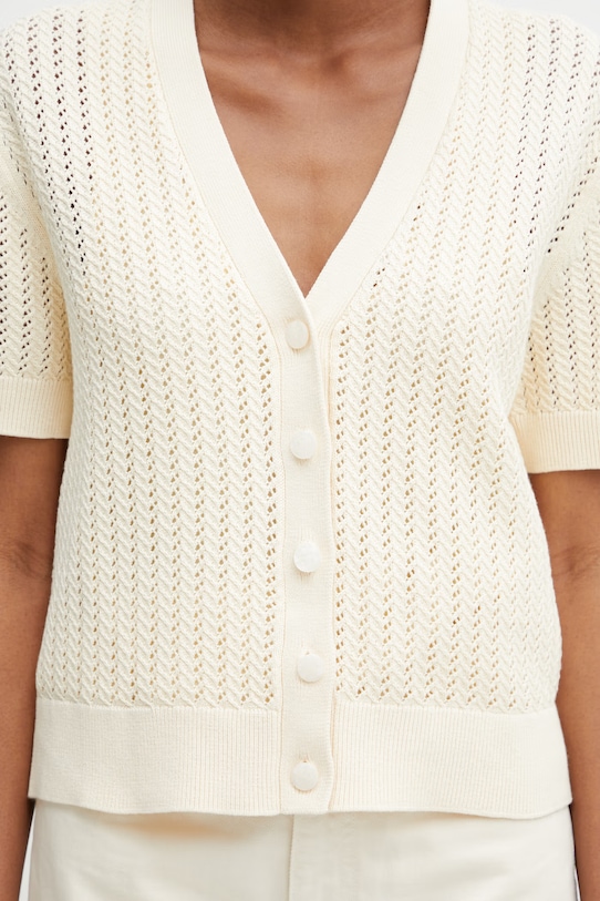 Anine Bing FLYNNE CARDIGAN - CREAM kardigan damski z bawełną beżowy A.09.11917.IVY1