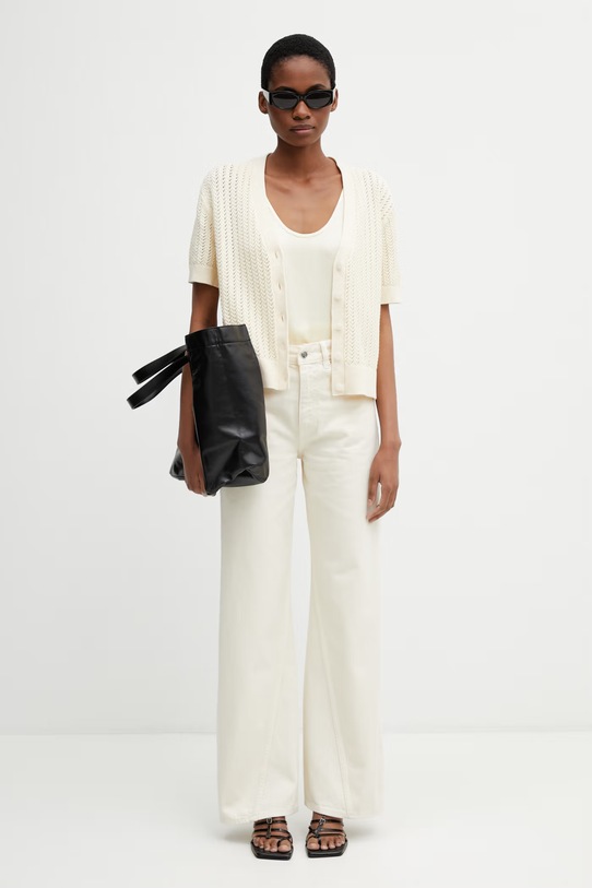 Anine Bing FLYNNE CARDIGAN - CREAM kardigan damski z bawełną A.09.11917.IVY1 beżowy