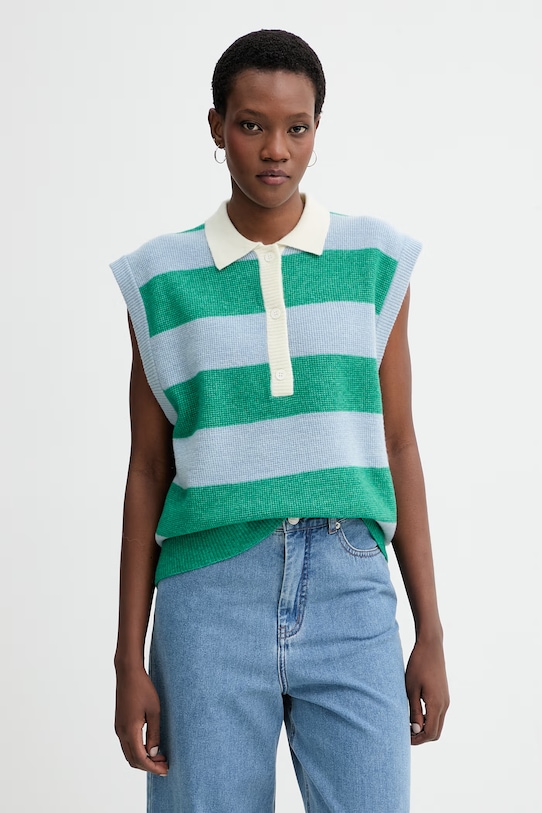 MUNTHE kamizelka z dodatkiem wełny BRACHA zapinany niebieski 261162526176