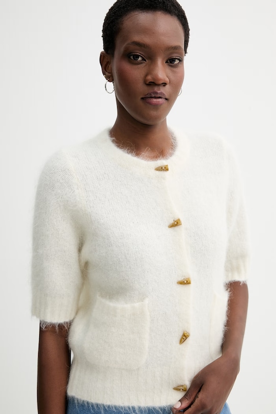 MUNTHE kardigan z dodatkiem wełny LOCCA beżowy 261163026174