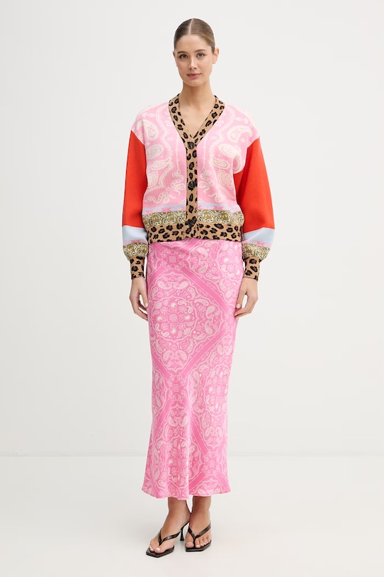 Never Fully Dressed kardigan damski z wiskozy NFDKN820 różowy SS26