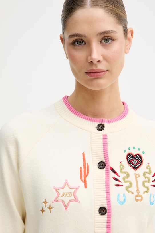 Never Fully Dressed kardigan damski z wiskozy beżowy NFDKN822