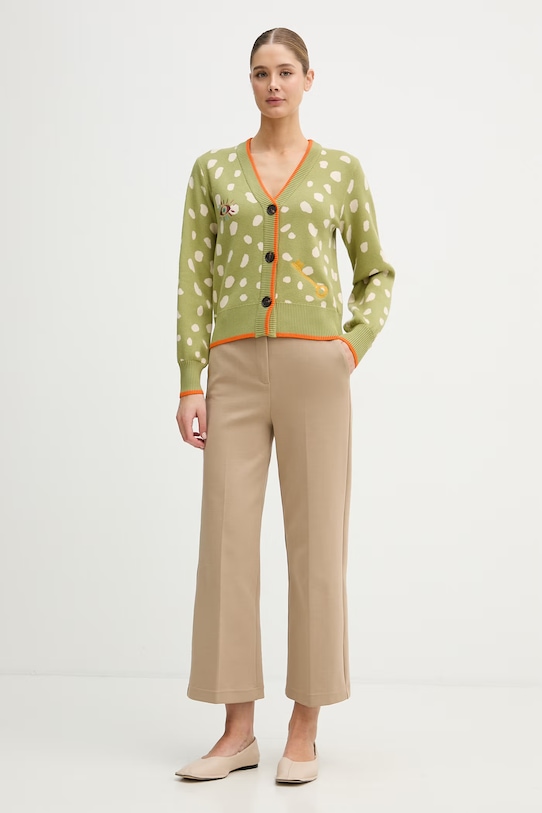 Never Fully Dressed kardigan damski z wiskozą NFDKN802 zielony SS26