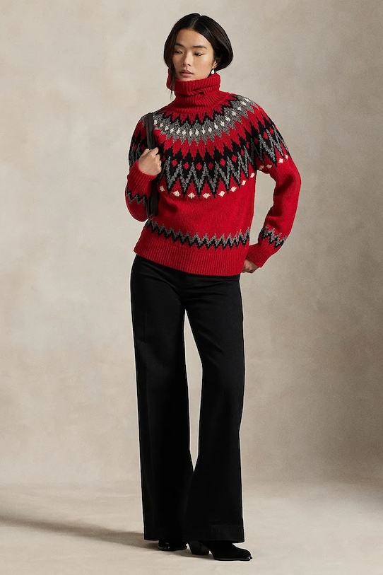 Odzież Polo Ralph Lauren golf damski wełniany 211978318 czerwony