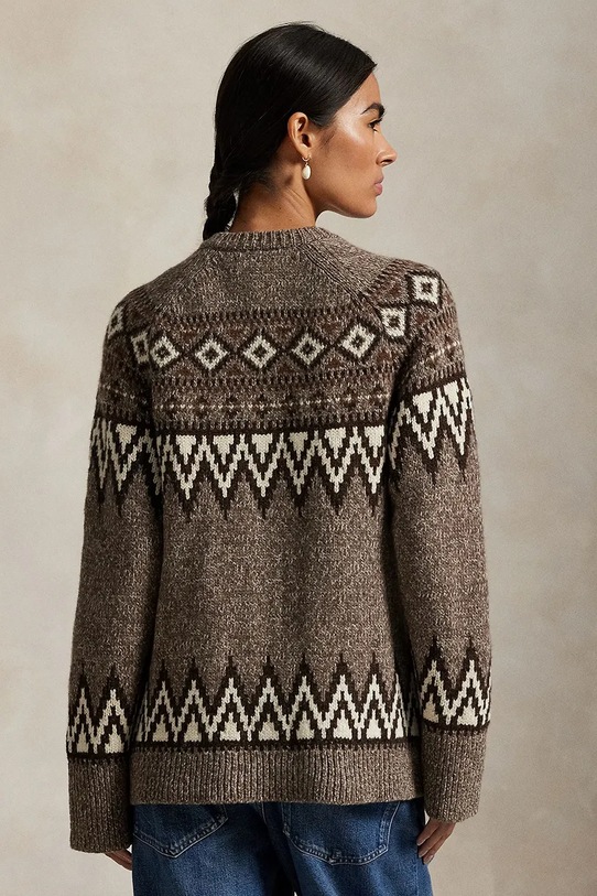 Polo Ralph Lauren kardigan damski z wełny 211978326 brązowy SS26