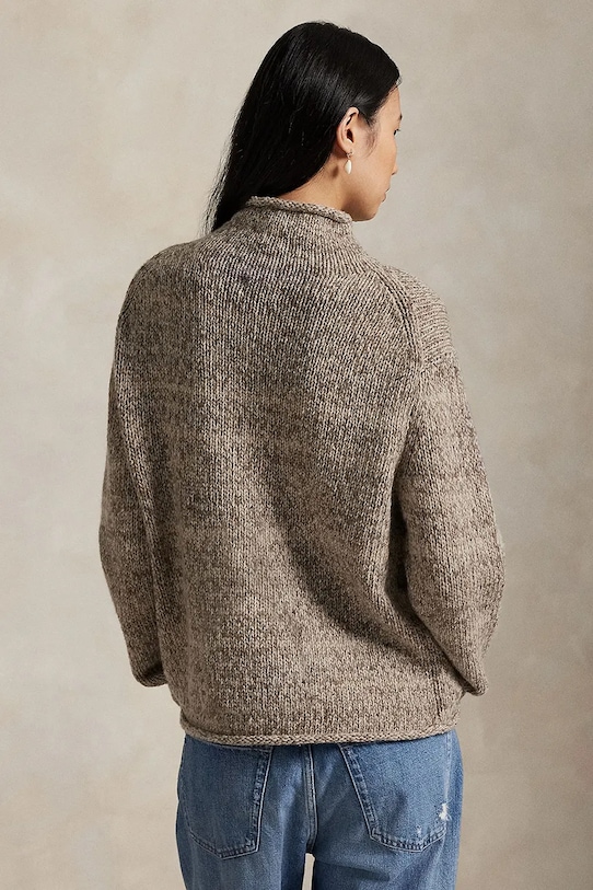 Polo Ralph Lauren półgolf damski z wełną 211978328 brązowy SS26