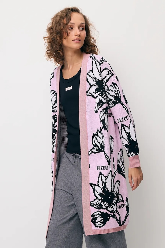 Odzież Bizuu kardigan bawełniany ORMICA ORMICA.ROZOWY różowy