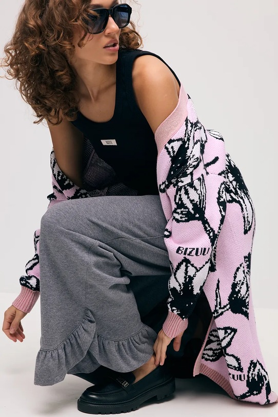 Bizuu kardigan bawełniany ORMICA różowy ORMICA.ROZOWY