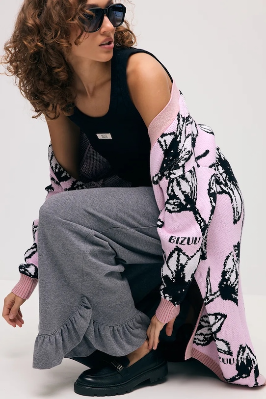 Bizuu kardigan bawełniany ORMICA różowy ORMICA.ROZOWY