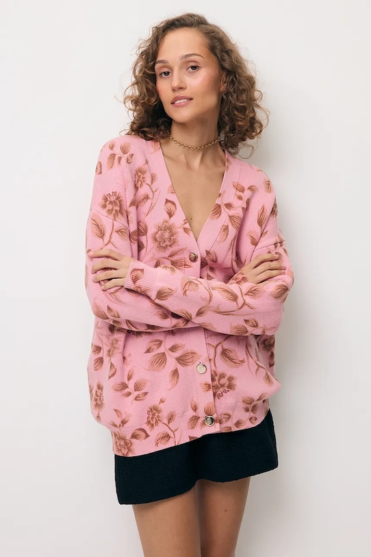 Bizuu kardigan bawełniany ROSSY różowy ROSSY.ROZOWY