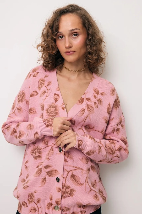 Bizuu kardigan bawełniany ROSSY ROSSY.ROZOWY różowy