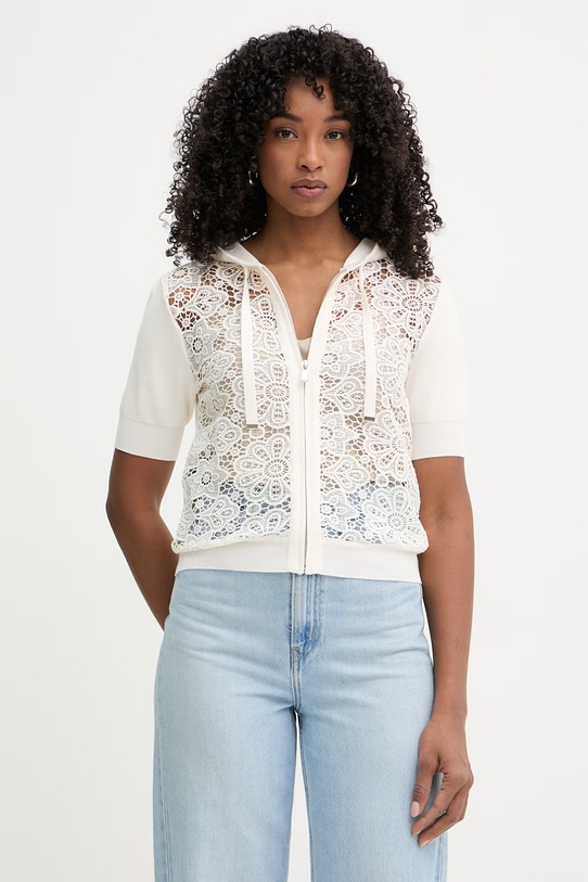 Morgan sweter rozpinany damski MJIVI beżowy SS26