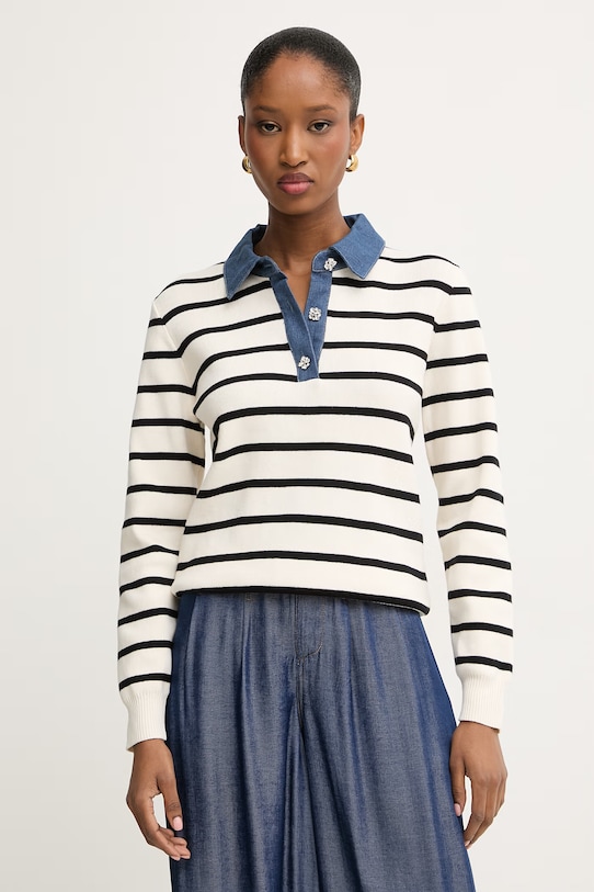 Morgan sweter damski bawełniany beżowy MATHIS