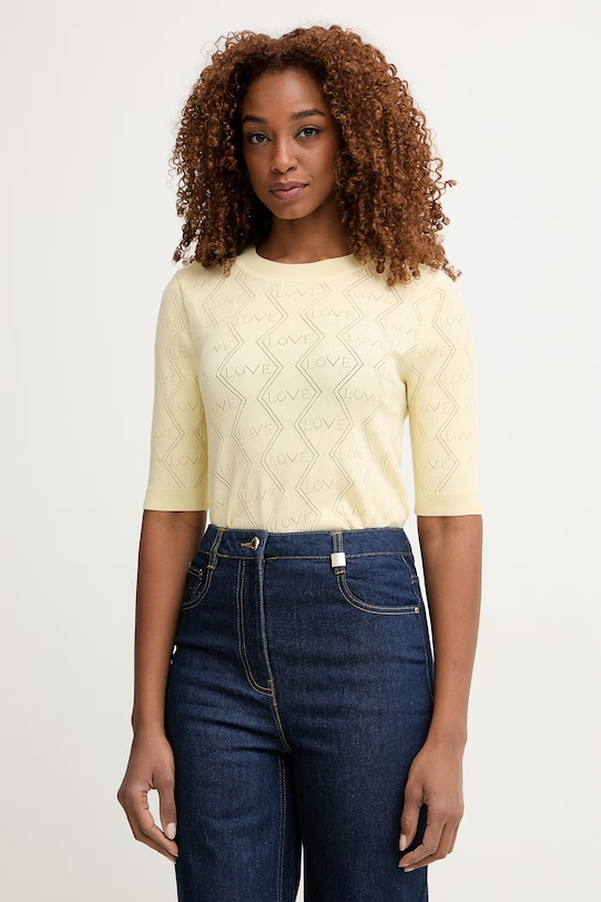 Morgan T-shirt swetrowy damski z wiskozą żółty 261.MIKA