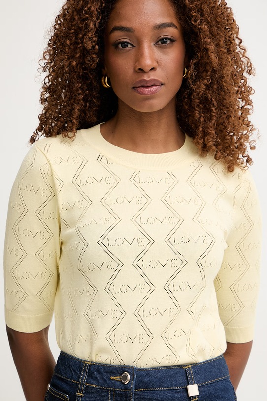 Odzież Morgan T-shirt swetrowy damski z wiskozą 261.MIKA żółty