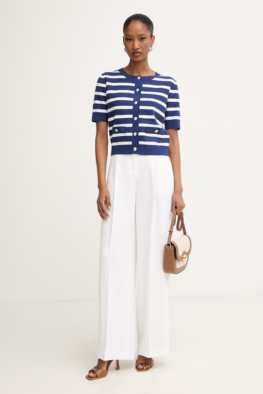 Morgan sweter z krótkim rękawem damski z wiskozą MLEXI granatowy SS26