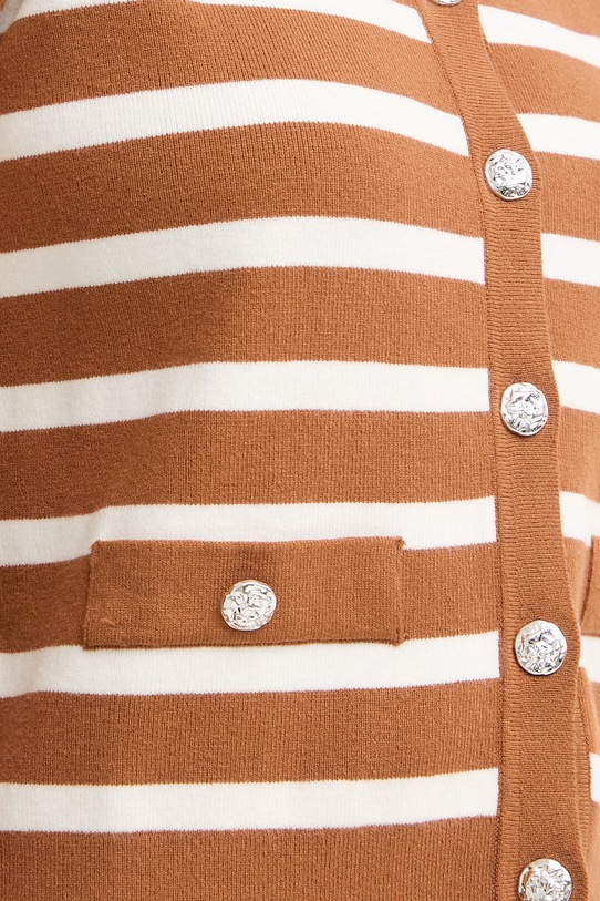 Morgan sweter z krótkim rękawem damski z wiskozą MLEXI brązowy