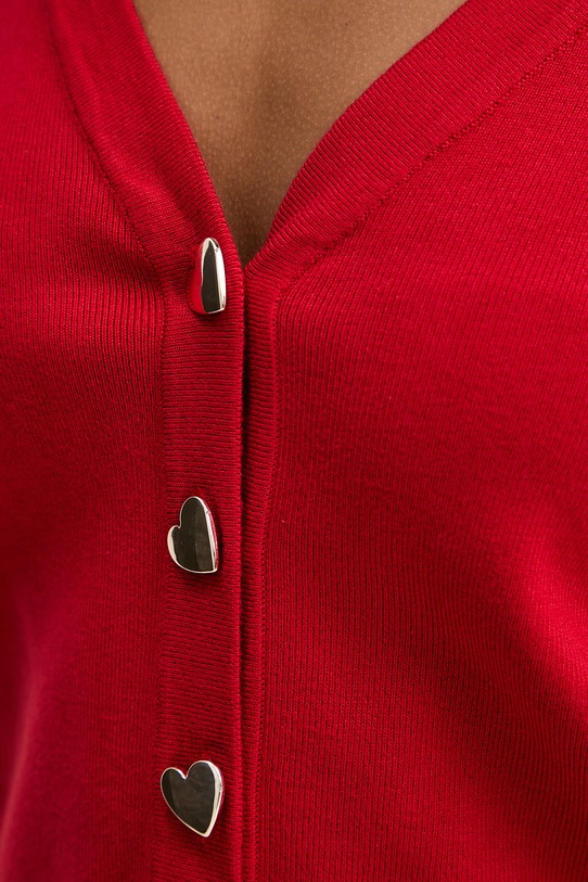 Morgan kardigan damski z wiskozy czerwony MLIKE