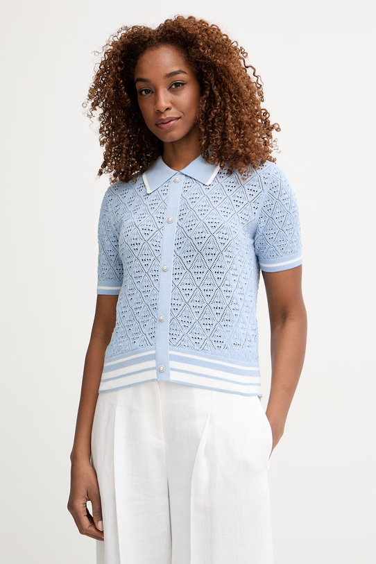 Morgan sweter damski bawełniany niebieski MRAYNA