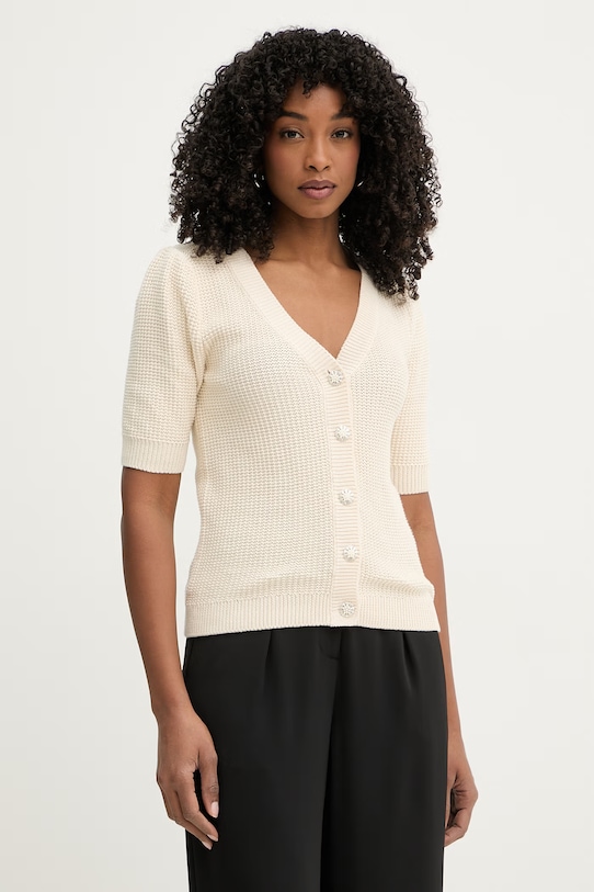 Morgan kardigan damski bawełniany beżowy MYRTILE
