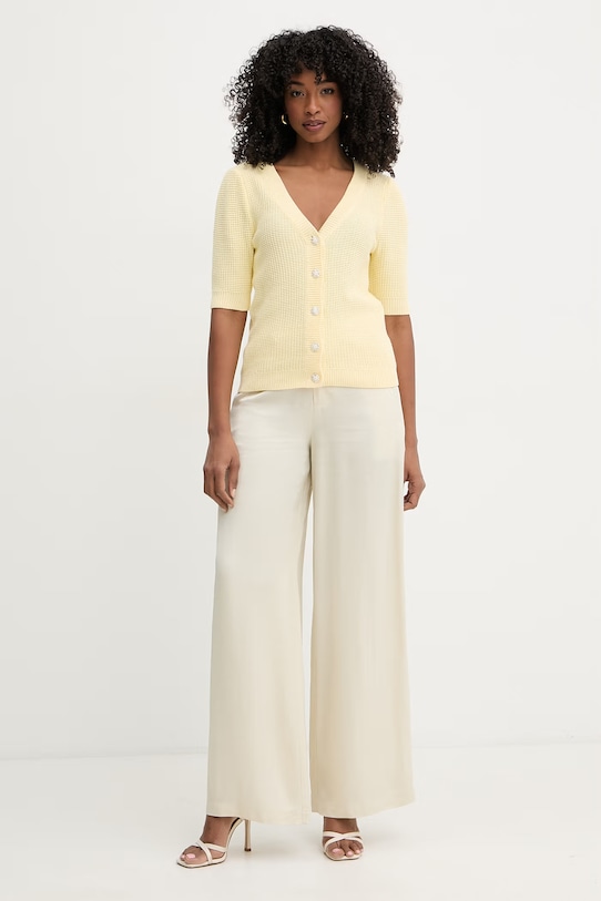 Morgan kardigan damski bawełniany MYRTILE żółty SS26