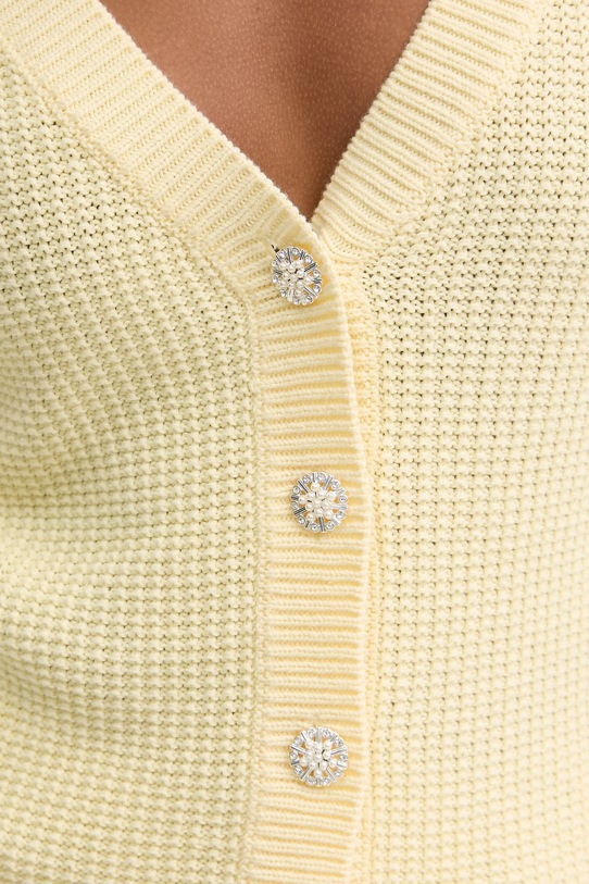 Morgan kardigan damski bawełniany MYRTILE żółty