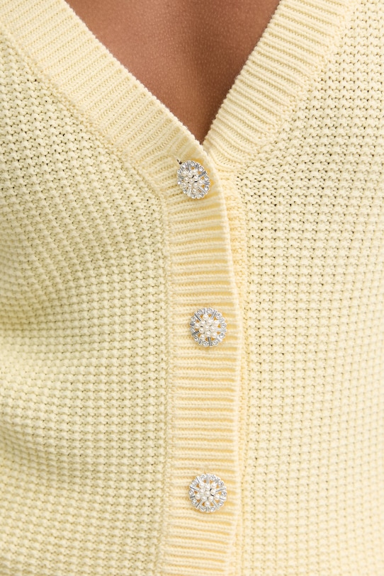 Morgan kardigan damski bawełniany MYRTILE żółty