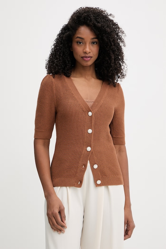 Morgan кардиган для женщин из хлопка коричневый MYRTILE