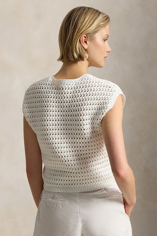 Polo Ralph Lauren πουλόβερ γυναικείο βαμβακερό 211A12704 λευκό SS26