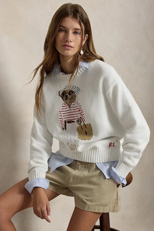 Polo Ralph Lauren sweter damski bawełniany biały 211A12723