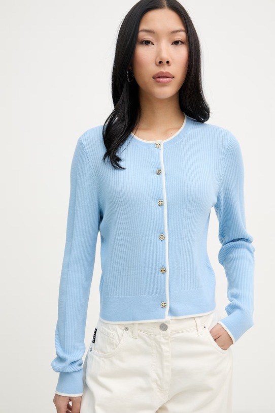 From Future kardigan damski wełniany niebieski WPC03440