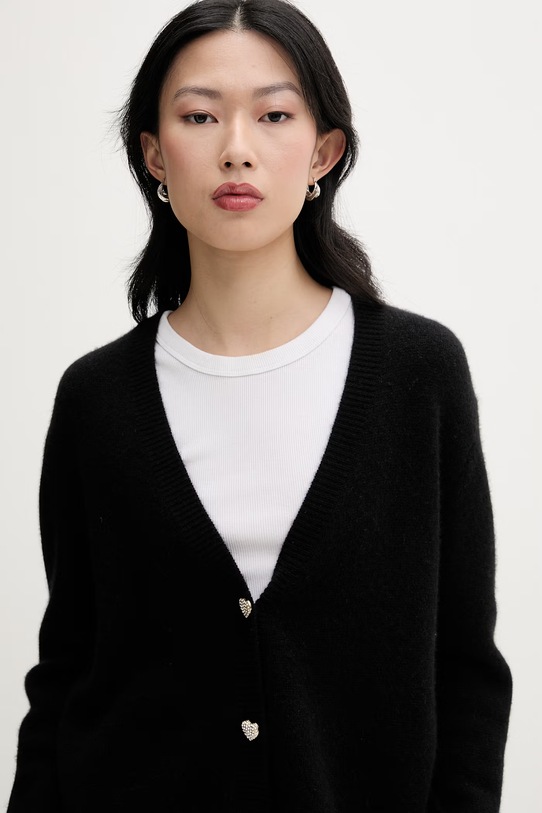 From Future kardigan damski kaszmirowy czarny WPC03530