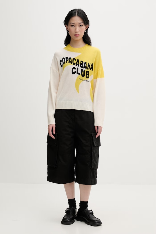 From Future sweter damski wełniany WPR03569 żółty SS26