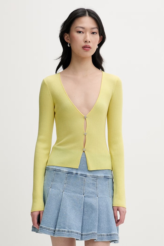 From Future sweter damski wełniany żółty WTO03614