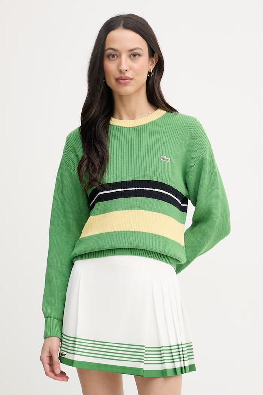Lacoste svetr dámský s příměsí vlny zelená AF1815