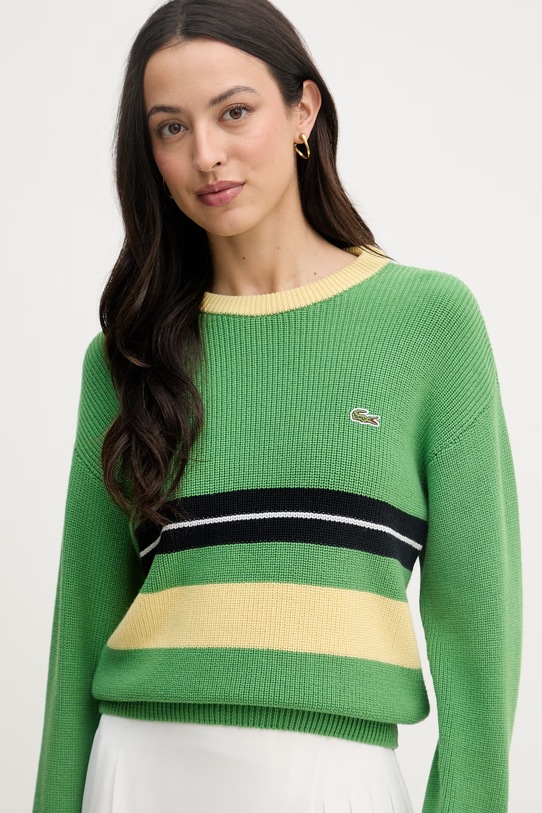 Lacoste sweter damski z dodatkiem wełny zielony AF1815